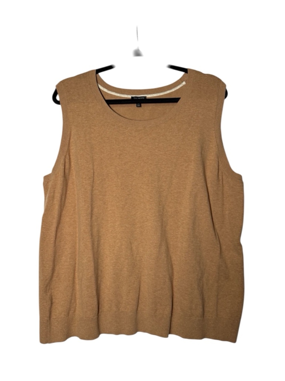 Talbots Sweater Tank Top Camel Brown Size 3X Cotton Knit Minimalist Soft